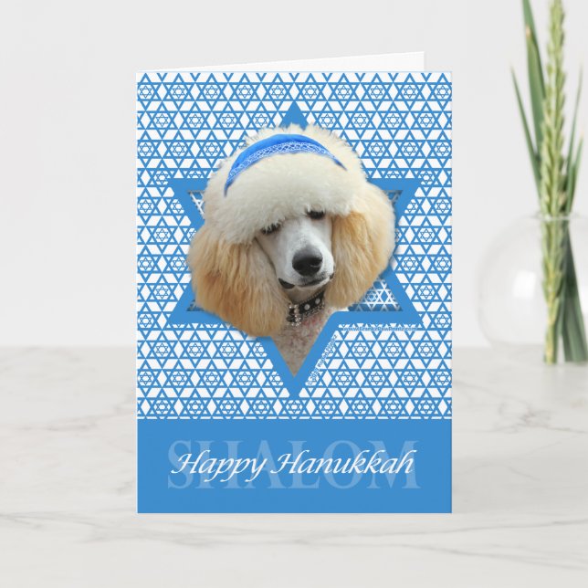 Hanukkah Star of David - Poodle - Apricot Holiday Card (Front)