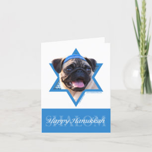 Hanukkah Star of David - Pug Holiday Card