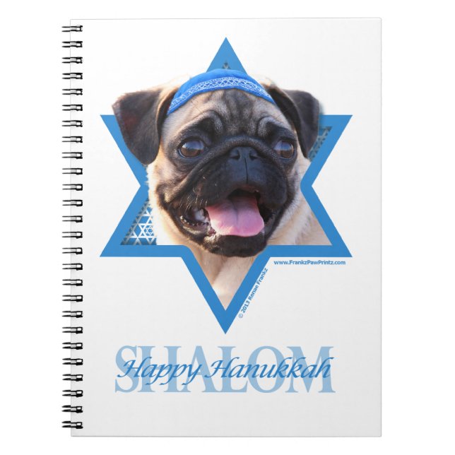 Hanukkah Star of David - Pug Notebook (Front)