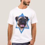 Hanukkah Star of David - Pug T-Shirt<br><div class="desc">What could make saying Happy Hanukkah more fun than having this Pug Dog wearing a Yamaka surrounded by the Star of David. This whimsical holiday design will be sure to delight your friends and family as well as other animal lovers. This design is available in over 100 Dog Breeds. If...</div>