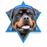 Hanukkah Star of David - Rottweiler Standing Photo Sculpture<br><div class="desc">What could make saying Happy Hanukkah more fun than having this Rottweiler Dog wearing a Yamaka surrounded by the Star of David. This whimsical holiday design will be sure to delight your friends and family as well as other animal lovers. This design is available in over 100 Dog Breeds. If...</div>