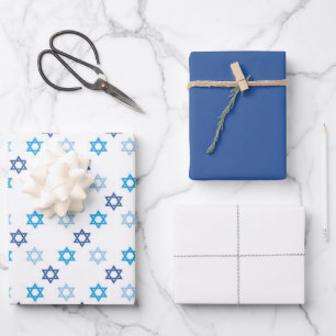 Hanukkah Star of David Set Wrapping Paper Sheet