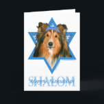 Hanukkah Star of David - Sheltie Holiday Card<br><div class="desc">What could make saying Happy Hanukkah more fun than having this Sheltie Dog wearing a Yamaka surrounded by the Star of David. This whimsical holiday design will be sure to delight your friends and family as well as other animal lovers. This design is available in over 100 Dog Breeds. If...</div>