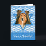 Hanukkah Star of David - Sheltie Holiday Card<br><div class="desc">What could make saying Happy Hanukkah more fun than having this Sheltie Dog wearing a Yamaka surrounded by the Star of David. This whimsical holiday design will be sure to delight your friends and family as well as other animal lovers. This design is available in over 100 Dog Breeds. If...</div>