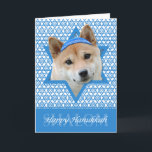 Hanukkah Star of David - Shiba Inu Holiday Card<br><div class="desc">What could make saying Happy Hanukkah more fun than having this Shiba Inu Dog wearing a Yamaka surrounded by the Star of David. This whimsical holiday design will be sure to delight your friends and family as well as other animal lovers. This design is available in over 100 Dog Breeds....</div>