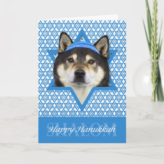 Hanukkah Star of David - Shiba Inu - Yasha Holiday Card (Front)