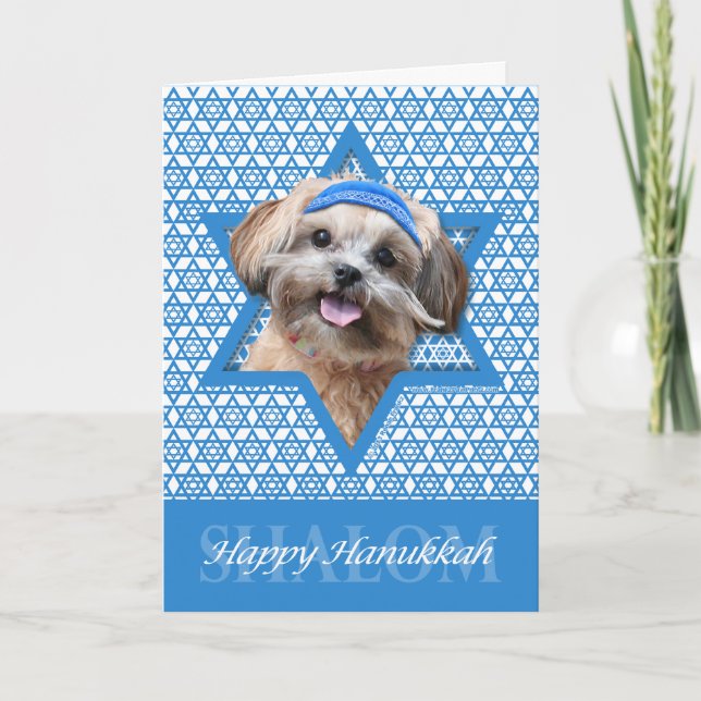 Hanukkah Star of David - ShihPoo - Maggie Holiday Card (Front)