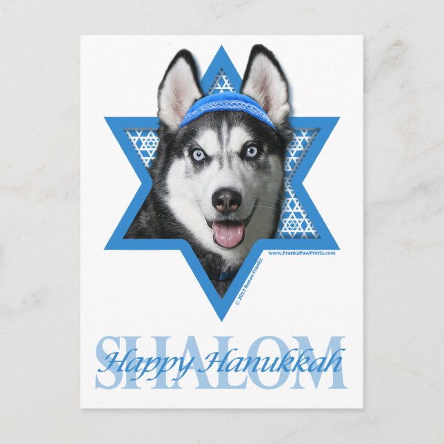 Hanukkah Star of David - Siberian Husky Holiday Postcard (Front)