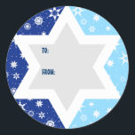 Hanukkah Star of David Snowflake Gift Sticker<br><div class="desc">Get in the Hanukkah spirit with this graphic gift sticker. Perfect for labelling the plethora of Hanukkah gifts. Leave the "to/from" message as is and write in your own names or add your own message to brighten up the season. Great as a favour for the holiday and throughout the year....</div>
