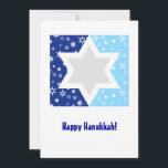 Hanukkah Star of David Snowflake Holiday Card<br><div class="desc">Send a card with graphic impact. Perfect as a Hanukkah card or for a holiday party invitation.  Add your own personalised messages on the front & back or edit the text to make a great party invitation. Available with matching products.</div>