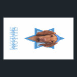 Hanukkah Star of David - Vizsla - Reagan Rectangular Sticker<br><div class="desc">What could make saying Happy Hanukkah more fun than having this Vizsla Dog wearing a Yamaka surrounded by the Star of David. This whimsical holiday design will be sure to delight your friends and family as well as other animal lovers. This design is available in over 100 Dog Breeds. If...</div>