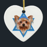 Hanukkah Star of David - Yorkshire Terrier Ceramic Tree Decoration<br><div class="desc">What could make saying Happy Hanukkah more fun than having this Yorkshire Terrier Dog wearing a Yamaka surrounded by the Star of David. This whimsical holiday design will be sure to delight your friends and family as well as other animal lovers. This design is available in over 100 Dog Breeds....</div>