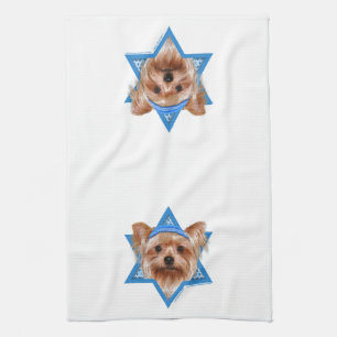 Hanukkah Star of David - Yorkshire Terrier Tea Towel
