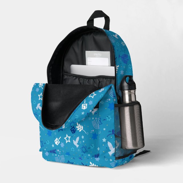 Hanukkah Stars Backpack #3 (Back Corner Right (Open))