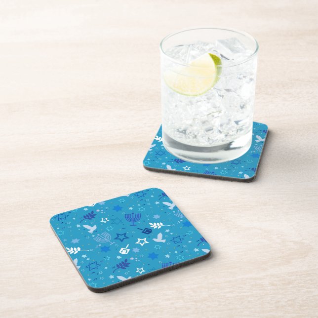 Hanukkah Stars Cork-Backed Coasters (Right Side)
