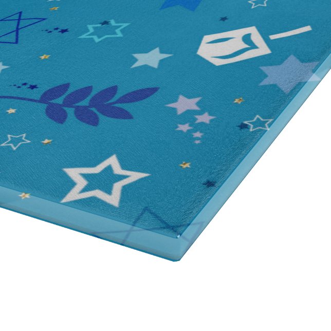 Hanukkah Stars Glass Cutting Board (Corner)