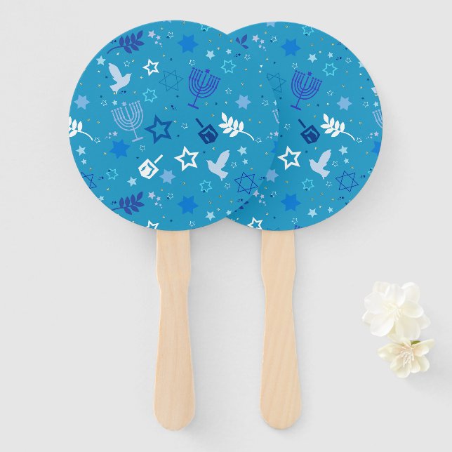 Hanukkah Stars Hand Fans (Front and Back)