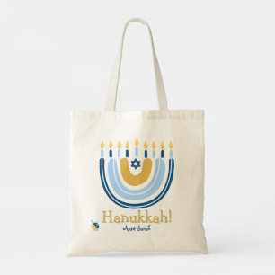 HANUKKAH Stars Menorah Dreidel Tote Bag