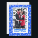 Hanukkah Stars Menorahs CUSTOM PHOTO Holiday Card<br><div class="desc">Customise this card by adding your own photo and text over the cute background. Check my shop for more colours and designs or let me know if you'd like something custom. Thanks for shopping with me!</div>