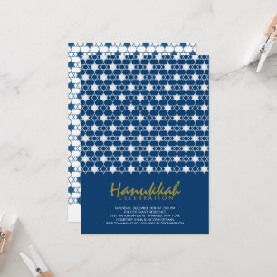 Hanukkah Stars Of David Pattern Blue Holiday Party Invitation