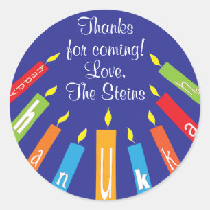 Hanukkah Stickers (1 1/2" or 3") Colourful Candles