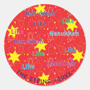 Hanukkah Stickers (1 1/2" or 3") "Like Hanukkah"