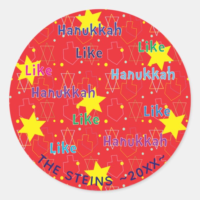 Hanukkah Stickers (1 1/2" or 3") "Like Hanukkah" (Front)