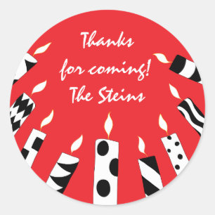 Hanukkah Stickers (1 1/2" or 3") Red/Bl Candles