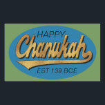 Hanukkah Stickers "Retro Chanukah Est 139 BCE"<br><div class="desc">Hanukkah/Chanukah Rectangular Holiday stickers, "Retro Happy Chanukah Est 139 BCE" Have fun using these stickers as cake toppers, gift tags, favour bag closures, or whatever rocks your festivities! Personalise by deleting, "Happy and EST 139 BCE" and replacing with your own text using your favourite font style, size, and colour. Background...</div>