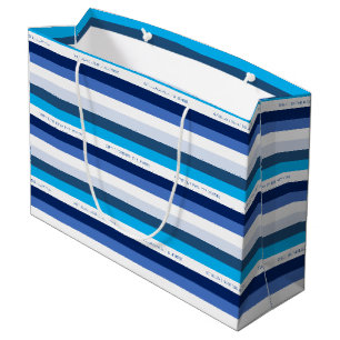 Hanukkah Stripe Personalised Holiday Large Gift Bag