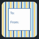 Hanukkah Stripes  Square Sticker<br><div class="desc">These fabulous gift tags would look great on all your Hanukkah gifts.  They are classic with their blue and yellow striped pattern.  Trendy yet traditional.</div>