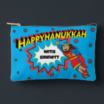 Hanukkah Super Judah Dreidel Accessory Pouch<br><div class="desc">Hanukkah with Super Judah Maccabee, Dreidel Game Pouch. All design elements can be edited. Change editable text using your favourite font style, colour, and size. Fill your pouch with dreidels, and playing treats. Game on!!! Happy Hanukkah! Bag Type: Print Cut Sew Small Accessory Pouch Our pouches come in two sizes...</div>