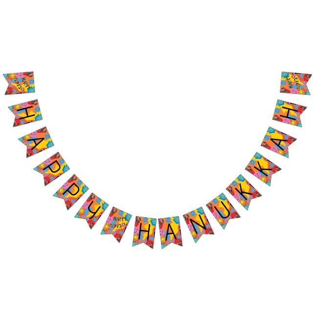 Hanukkah Swallowtail Banner Dancing Dreidels (All)