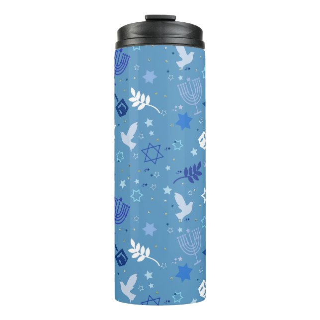 Hanukkah Symbols Thermal Tumbler (Front)