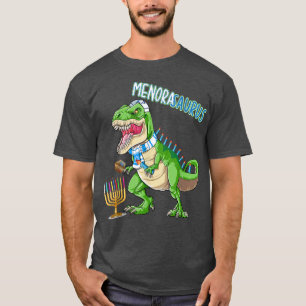 Hanukkah T Re Menorasaurus Dinosaur Menorah Funny T-Shirt