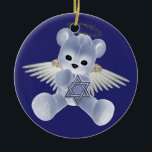 Hanukkah Teddy Bear Ceramic Tree Decoration<br><div class="desc">Hanging ornament Jewish Hanukkah ceramic decoration.. Teddy bear and Star of David in blue and white.. greetings card and postage in store .. decorations by Ricaso</div>