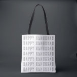 Hanukkah Text Design in Black and White Tote Bag<br><div class="desc">Carry your essentials in style with this chic black and white tote bag featuring a Hanukkah text design. The minimalist typography adds a modern touch to this versatile bag, making it perfect for celebrating the Festival of Lights while staying fashionable. Whether you're heading to a Hanukkah gathering or just out...</div>