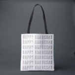 Hanukkah Text Design in Black and White Tote Bag<br><div class="desc">Carry your essentials in style with this chic black and white tote bag featuring a Hanukkah text design. The minimalist typography adds a modern touch to this versatile bag, making it perfect for celebrating the Festival of Lights while staying fashionable. Whether you're heading to a Hanukkah gathering or just out...</div>