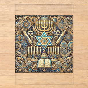 Hanukkah Thank You Card Jewish Menorah Holiday Acrylic Invitations