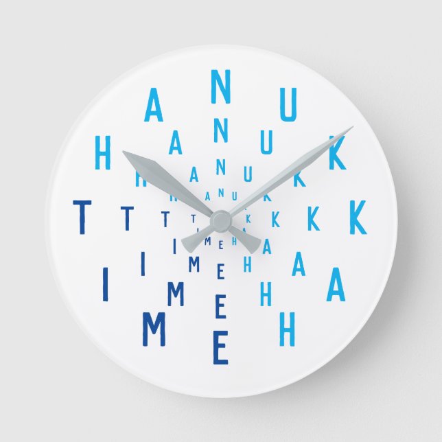 HANUKKAH TIME Letter Numbers Round Clock (Front)