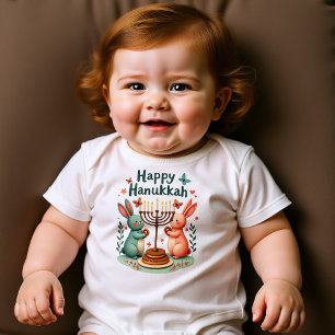 Hanukkah Tiny Mensch, Big Light Baby Bodysuit