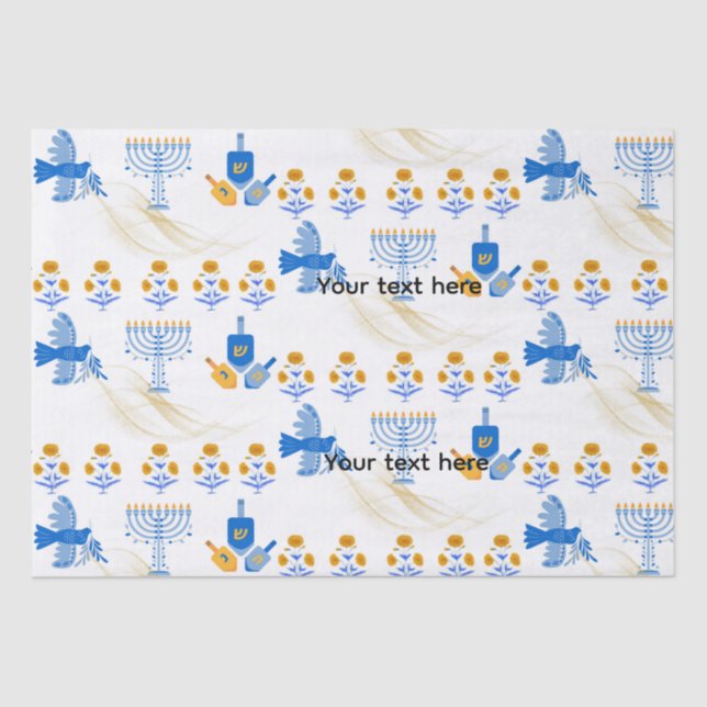 Hanukkah tissue Paper – Menorah, Dove, Dreidel (Front)