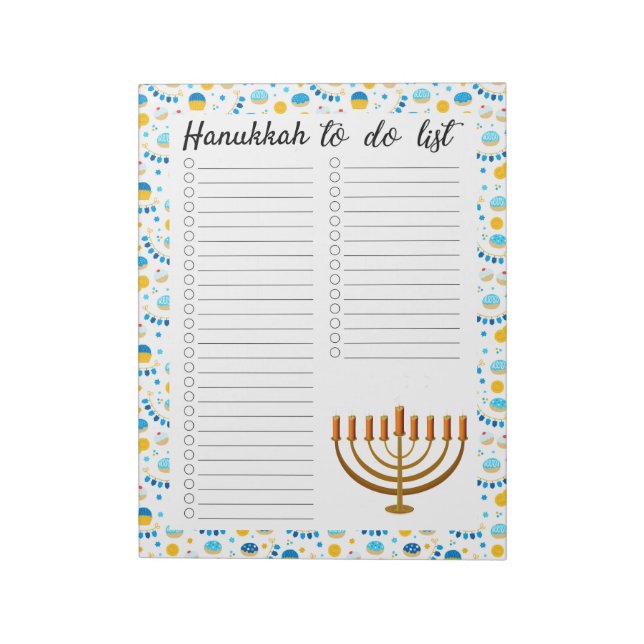 Hanukkah To Do List Notepad (Rotated)