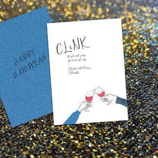 Hanukkah Toast Card – “Clink” Wine Glass Cheers