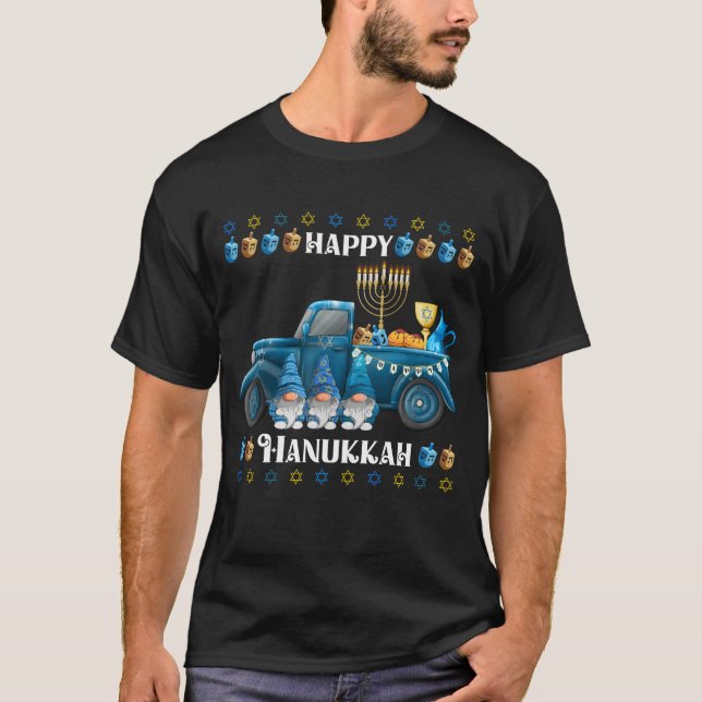 Hanukkah Truck Gnome Cute Gnomes Hanukkah Jewish T-Shirt (Front)