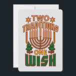 Hanukkah Two Traditions One Wish Christmukkah Holiday Card<br><div class="desc">Hanukkah best wishes with this cool and cute Two Traditions One Wish card featuring the Star of David,  Christmas trees and a menorah. Customise the message on the back by clicking on the "Personalise" link above</div>