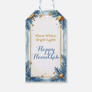 Hanukkah watercolor Golden Glow Gift Tags