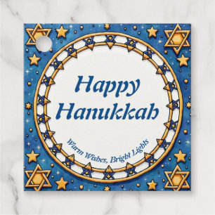 Hanukkah watercolor Star Circle Favour Tags