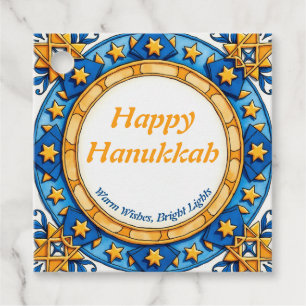 Hanukkah watercolor Starburst Circle Favour Tags