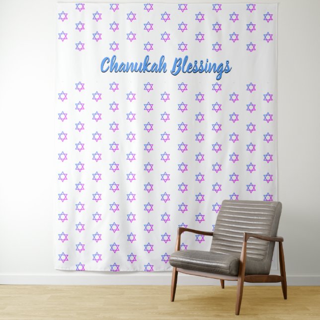 HANUKKAH | White | STAR OF DAVID Backdrop Tapestry (In Situ)